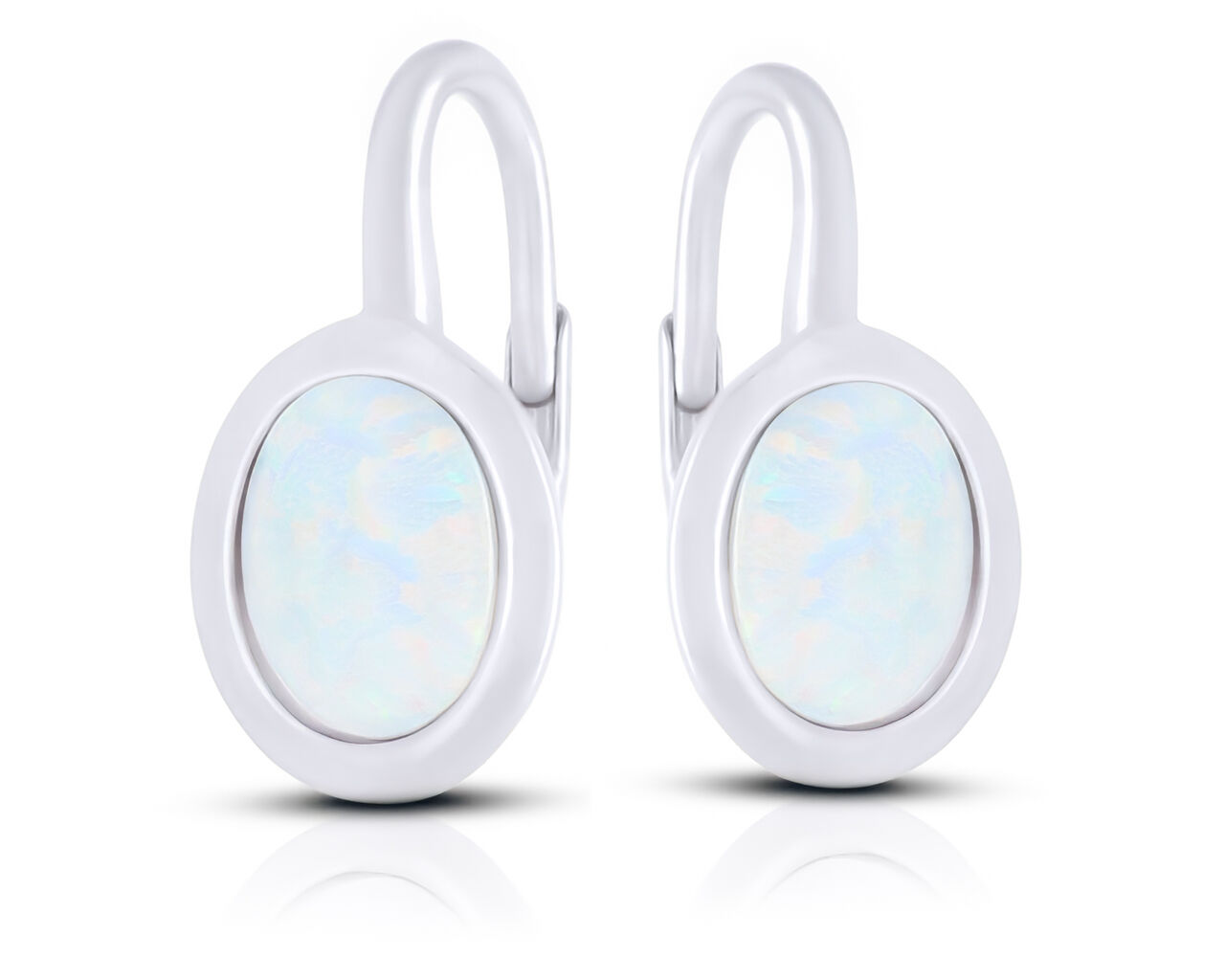 Kolczyki srebrne z białym opalem pr.925