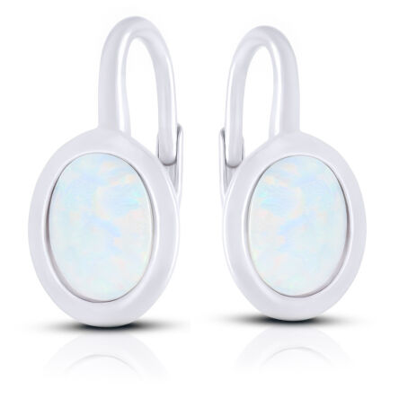 Kolczyki srebrne z białym opalem pr.925