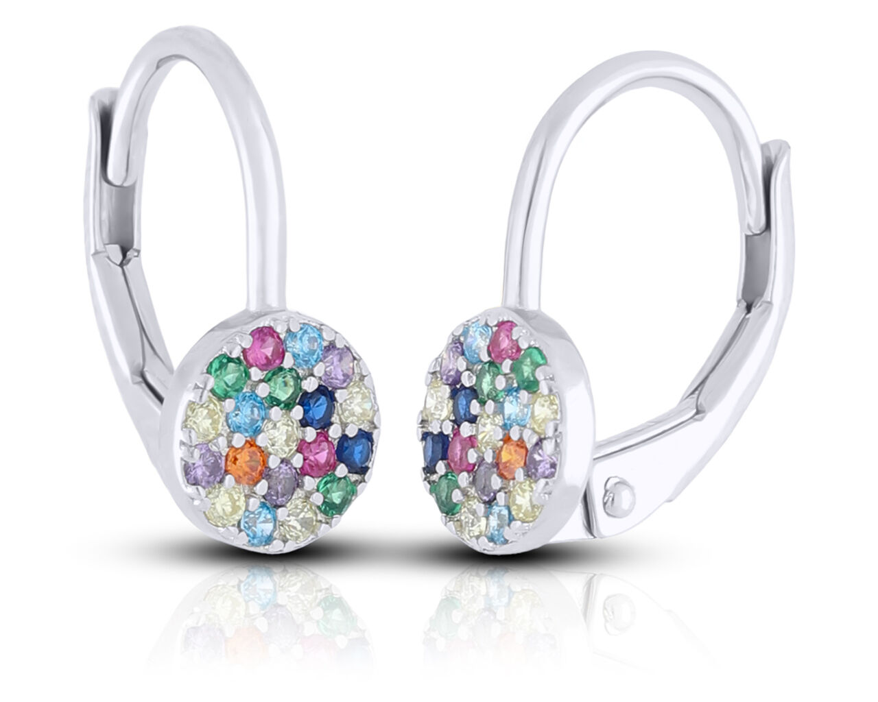 Kolczyki srebrne wiszące kolorowe kamienie