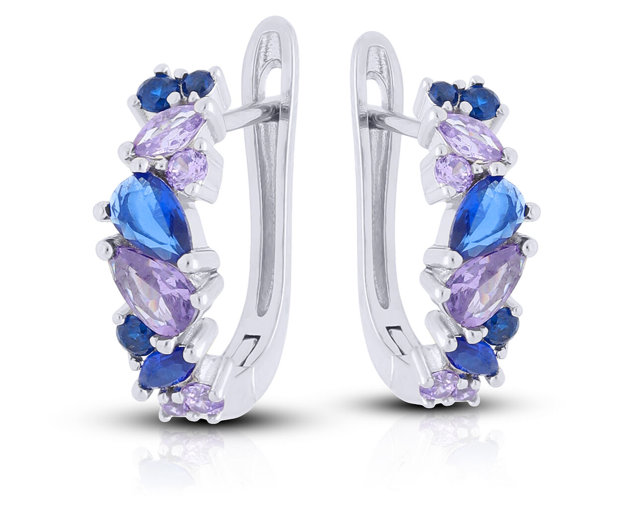 Kolczyki srebrne kolorowe kamienie angielskie