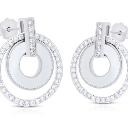 Kolczyki srebrne z masą perłową i cyrkoniami