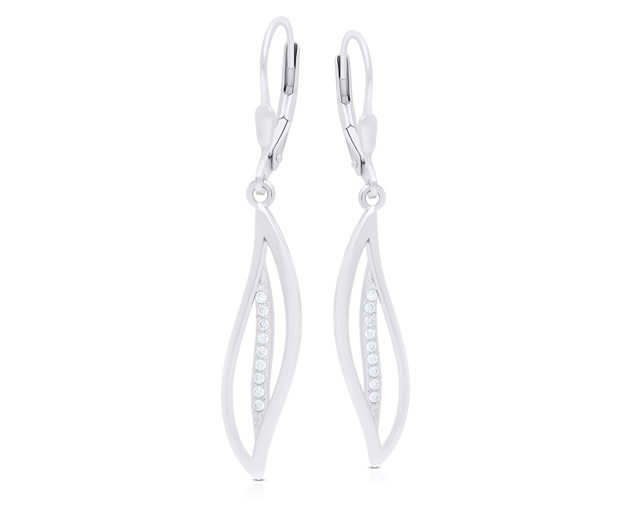 Kolczyki srebrne wiszące smukłe z cyrkoniami