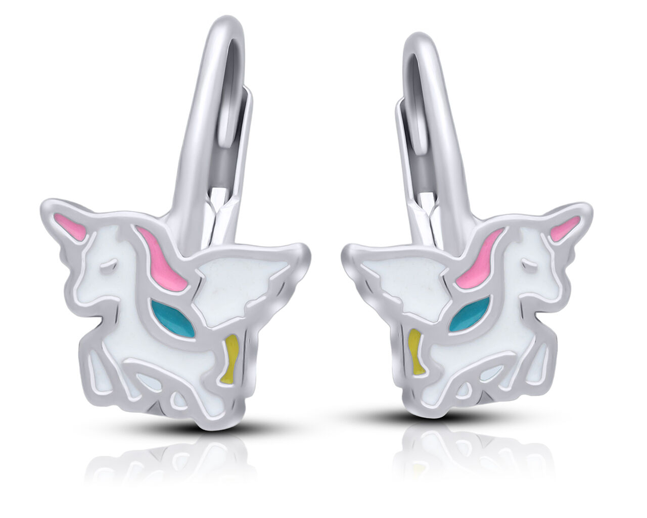 Kolczyki srebrne dla dziewczynki jednorożce