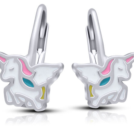 Kolczyki srebrne dla dziewczynki jednorożce