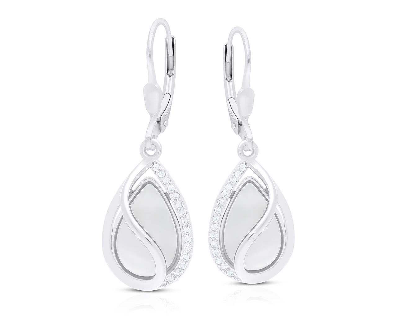 Kolczyki srebrne wiszące Tygrysie Oko i cyrkonie