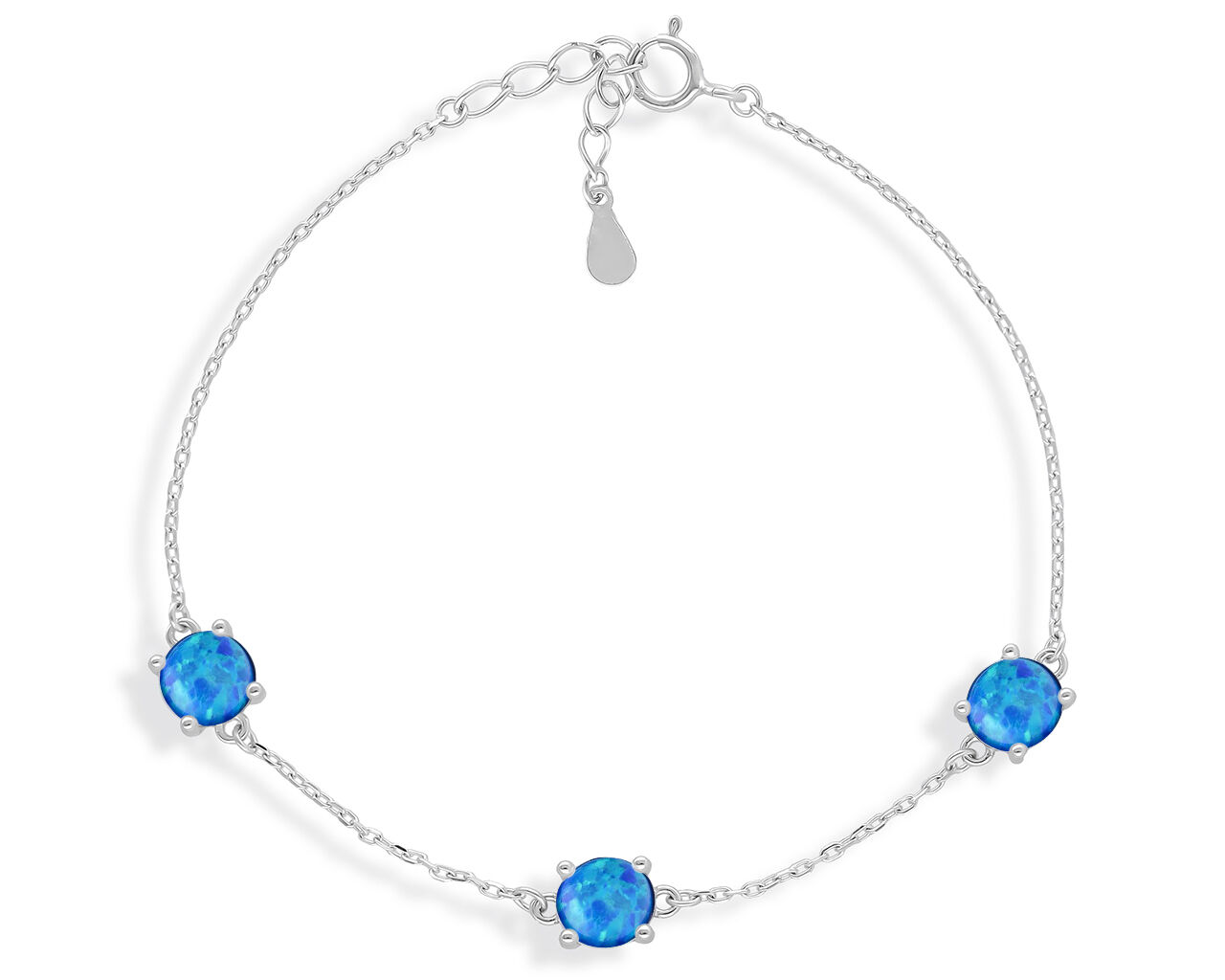 Bransoletka srebrna damska z niebieskim opalem