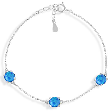 Bransoletka srebrna damska z niebieskim opalem
