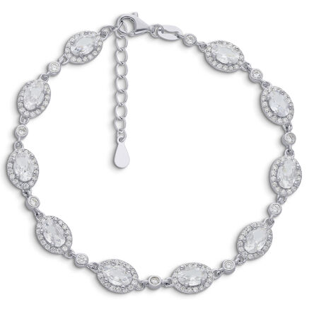 Srebrna bransoletka zdobiona cyrkoniami