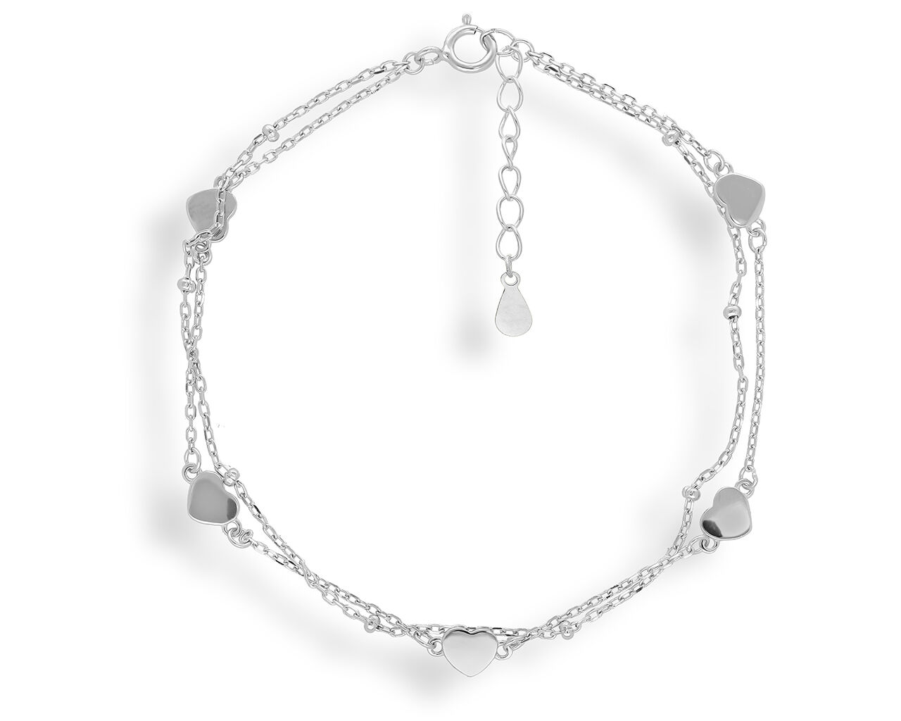 Bransoletka srebrna podwójna z serduszkami