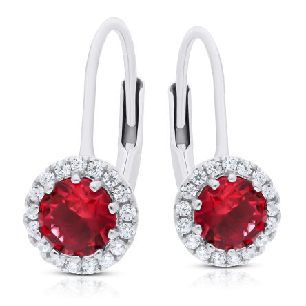 Kolczyki srebrne z czerwoną cyrkonią wiszące