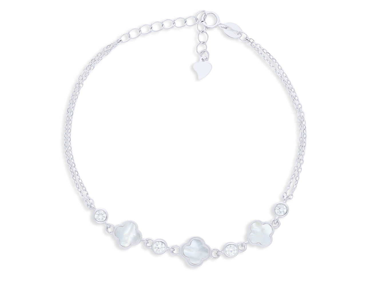 Bransoletka srebrna z masą perłową i cyrkoniami