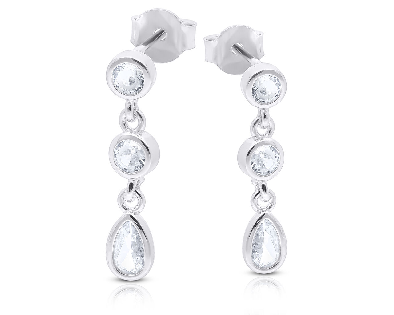 Kolczyki srebrne wiszące sztyfty z cyrkoniami