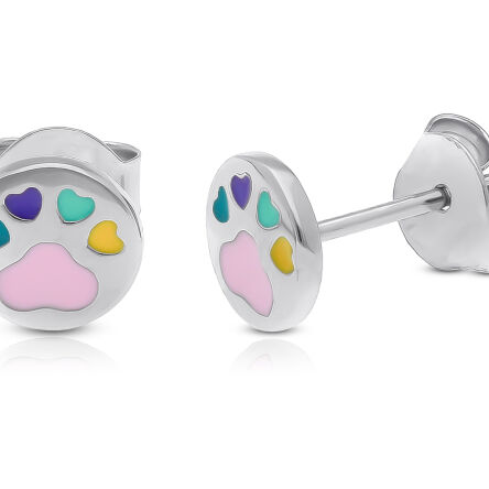 Kolczyki srebrna dla dziecka psia łapka