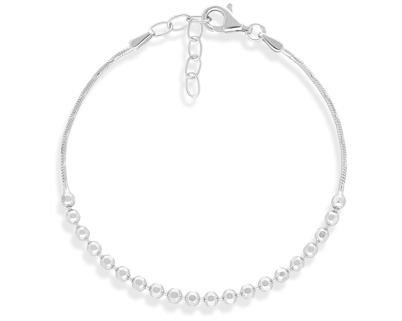 Srebrna bransoletka z diamentowanymi kuleczkami