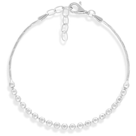 Srebrna bransoletka z diamentowanymi kuleczkami