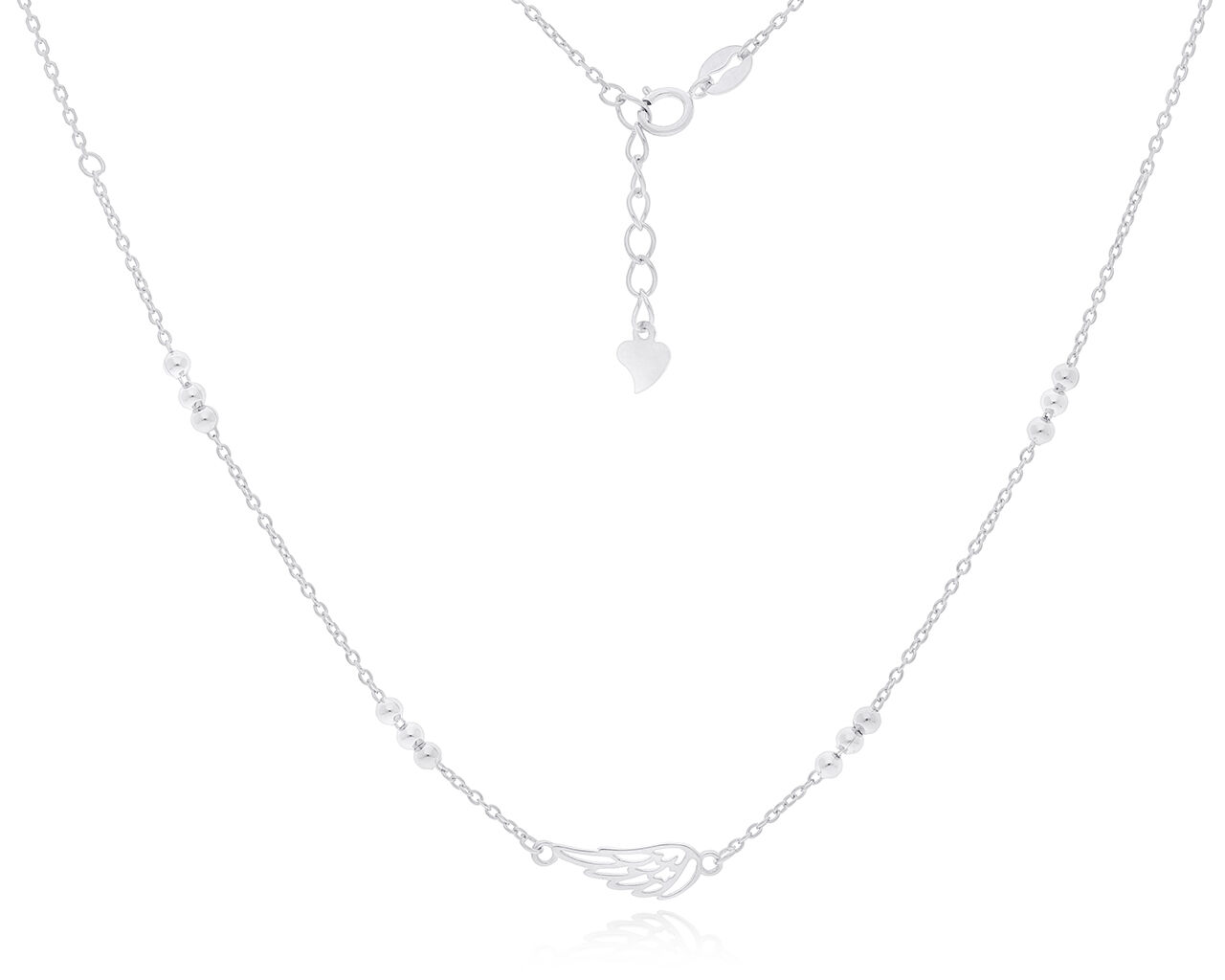 Naszyjnik srebrny skrzydło i gładkie kuleczki