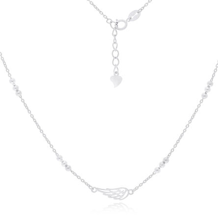 Naszyjnik srebrny skrzydło i gładkie kuleczki