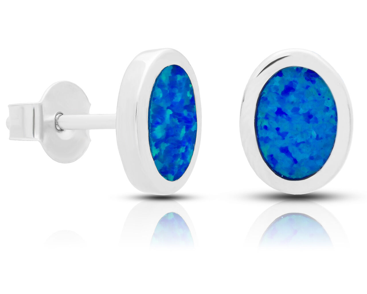 Kolczyki srebrne z opalem niebieskim pr.925