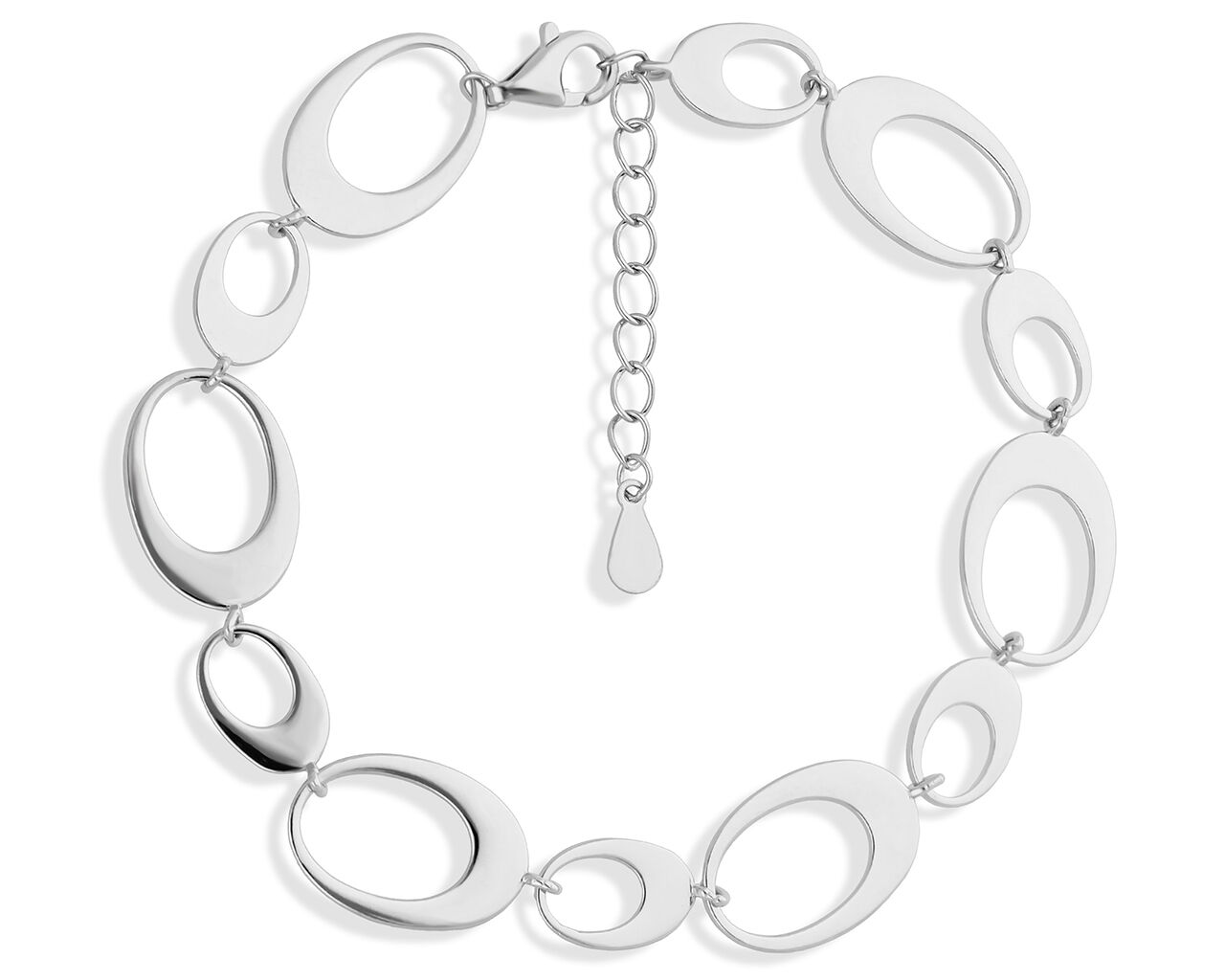 Bransoletka srebrna złożona z gładkich elementów