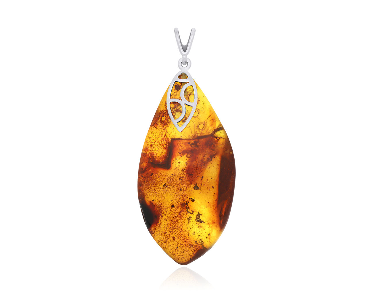 Zawieszka srebrna z bursztynem naturalnym pr.925