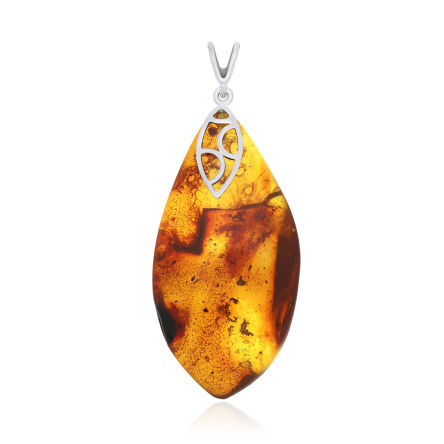 Zawieszka srebrna z bursztynem naturalnym pr.925