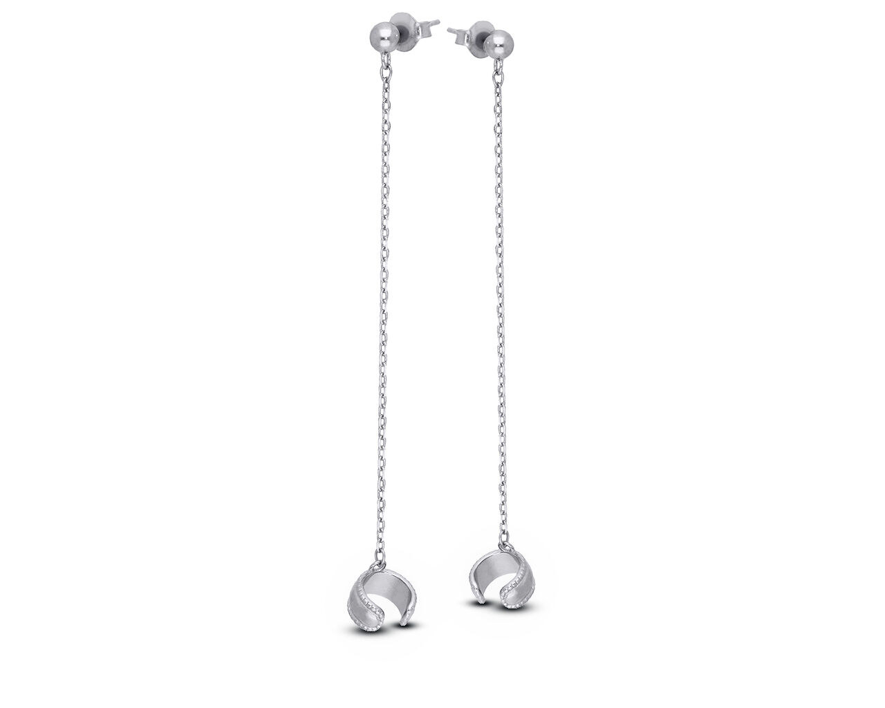Nausznice srebrne z kulką i łańcuszkiem 