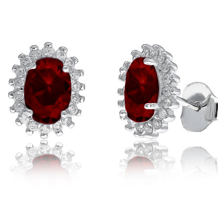 Kolczyki srebrne sztyft z czerwoną cyrkonią