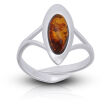 Pierścionek srebrny z bursztynem regulowany - 2