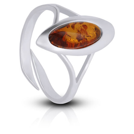 Pierścionek srebrny z bursztynem regulowany