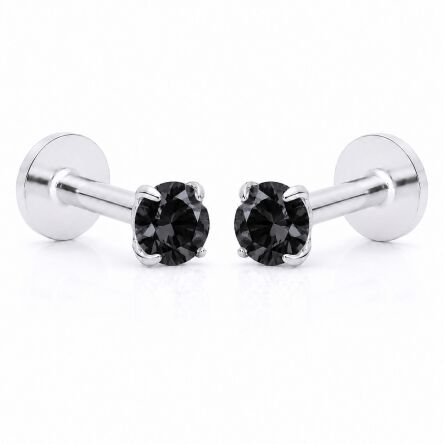 Kolczyki srebrne piercing wkręcane czarne cyrkonie