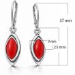 Kolczyki srebrne 925 z koralem smukłe kolczyki  - 3