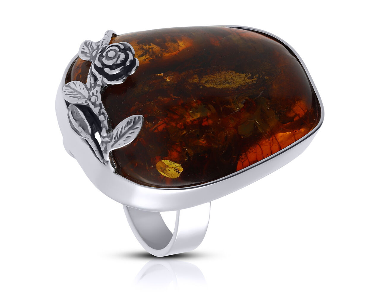 Pierścionek srebrny z bursztynem naturalnym pr.925