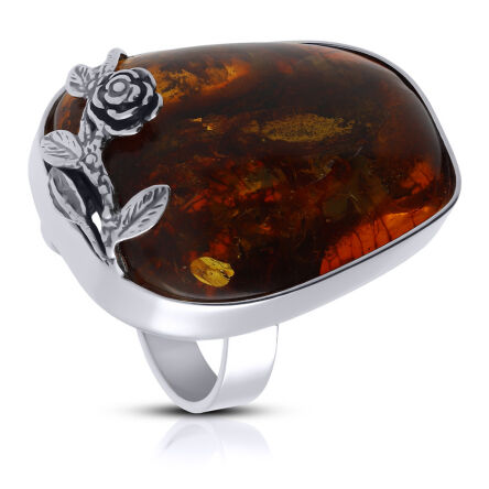 Pierścionek srebrny z bursztynem naturalnym pr.925