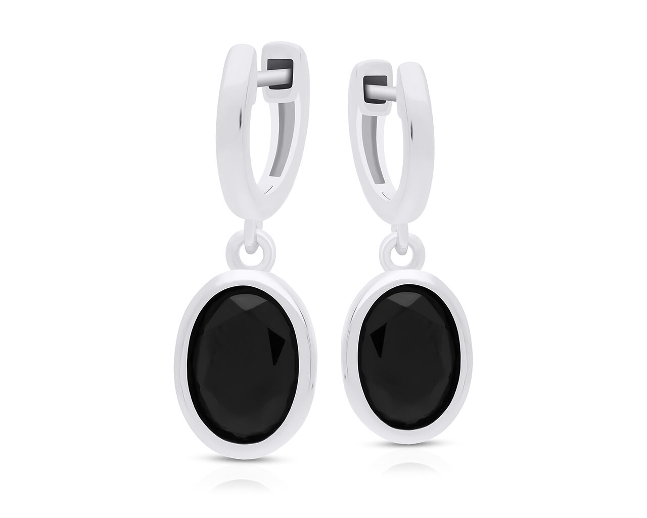 Kolczyki srebrne wiszące czarne cyrkonie pr.925