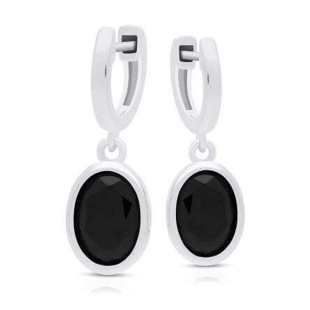 Kolczyki srebrne wiszące czarne cyrkonie pr.925