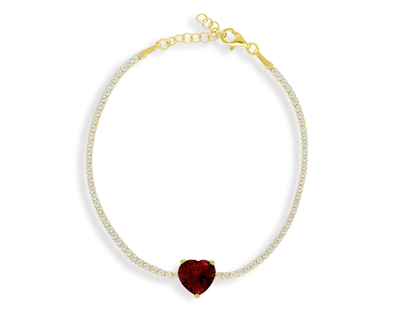 Bransoletka srebrna pozłacana z czerwonym sercem