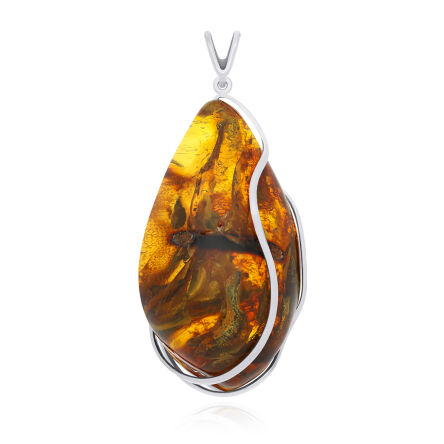 Zawieszka srebrna z naturalnym bursztynem pr.925