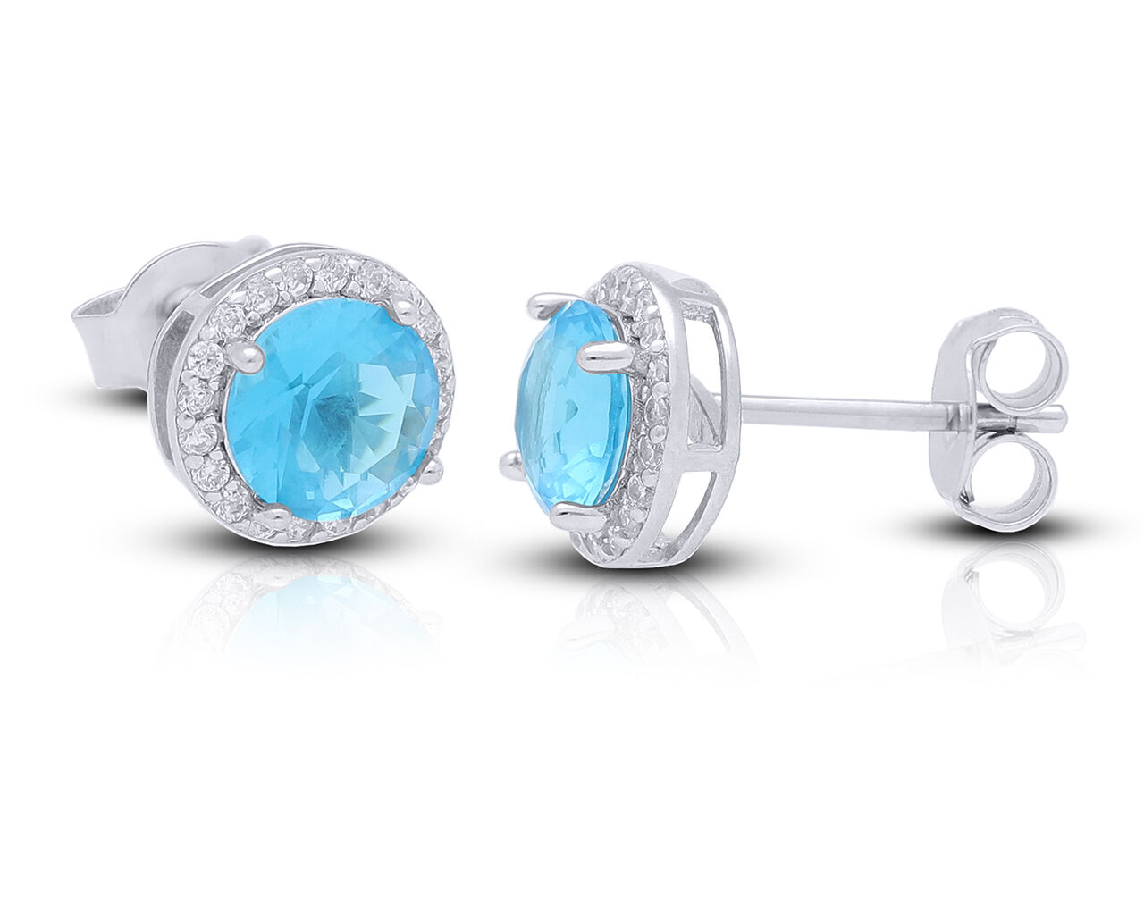 Kolczyki srebrne z błękitnymi kamieniami pr.925