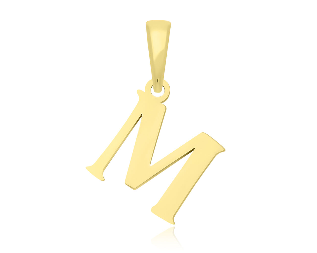 Złota literka M gładka zawieszka pr.585