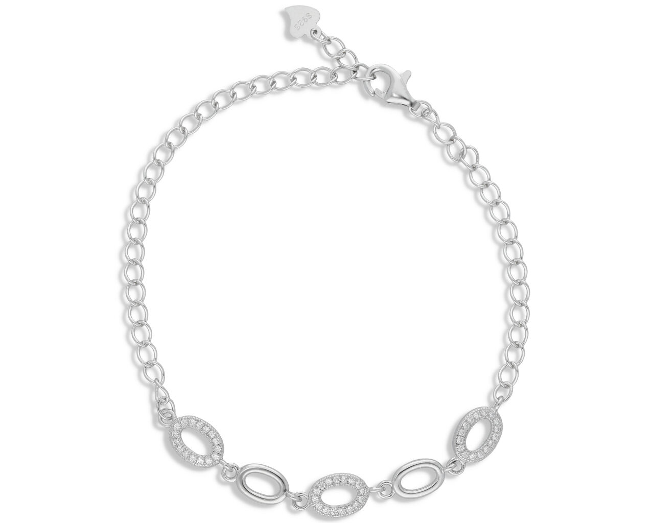 Bransoletka srebrna z owalnych elementów