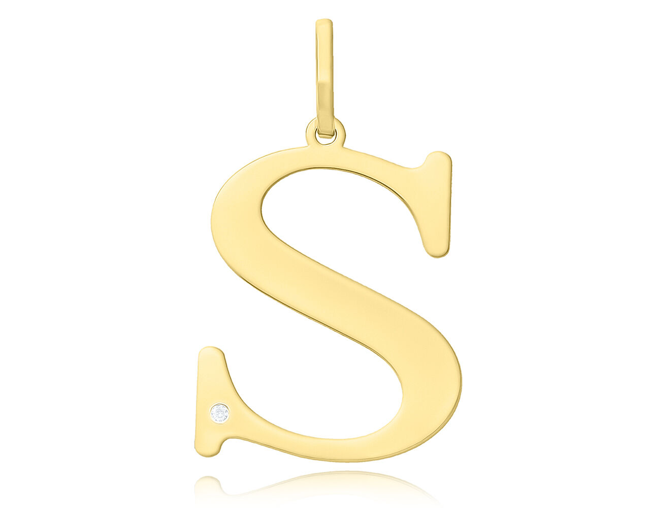 Złota literka S z brylantem duża pr.585