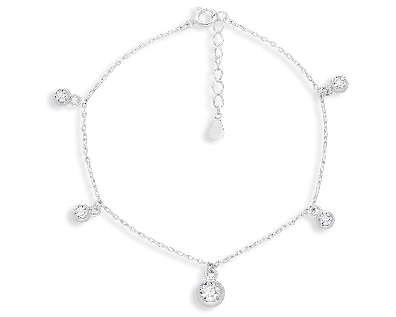 Bransoletka srebrna damska z wiszącymi cyrkoniami