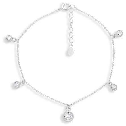 Bransoletka srebrna damska z wiszącymi cyrkoniami