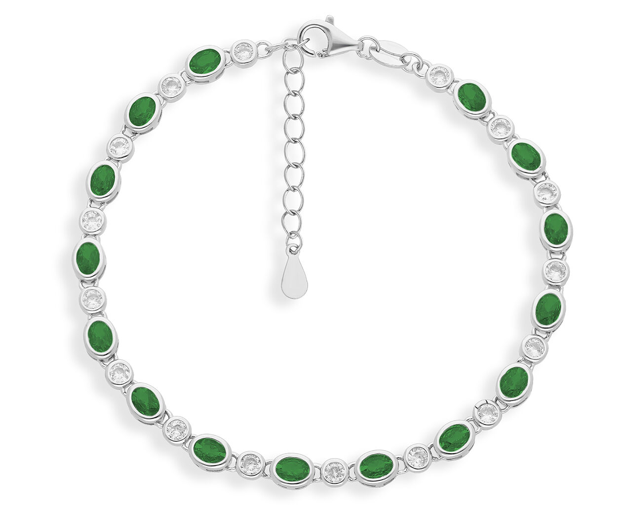 Bransoletka srebrna z zielonymi kamieniami