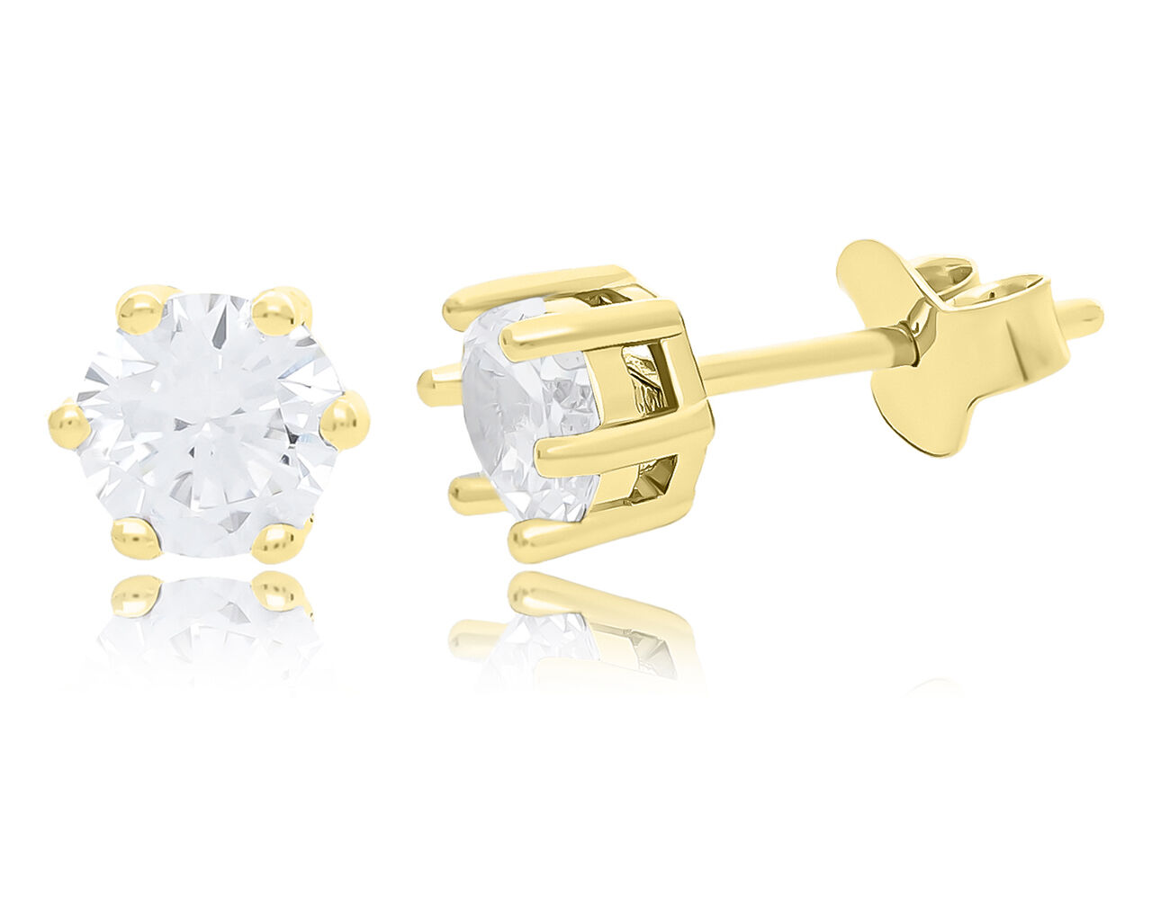 Kolczyki srebrne pozłacane z cyrkoniami sztyfty