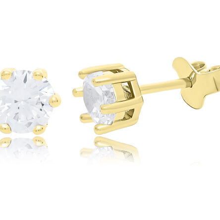 Kolczyki srebrne pozłacane z cyrkoniami sztyfty