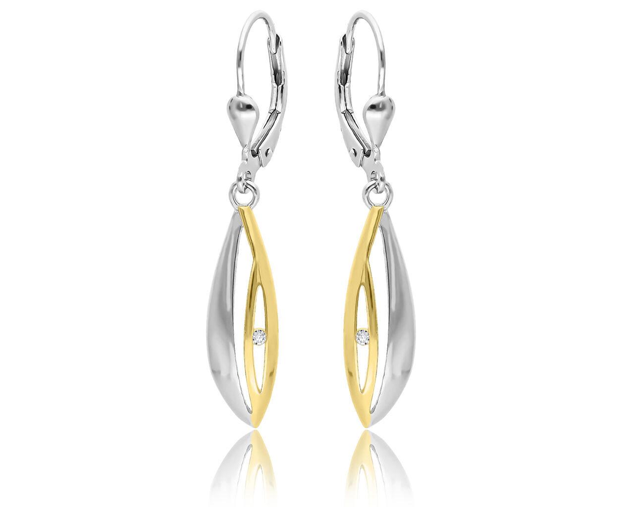 Kolczyki srebrne pozłacane wiszące z cyroknią