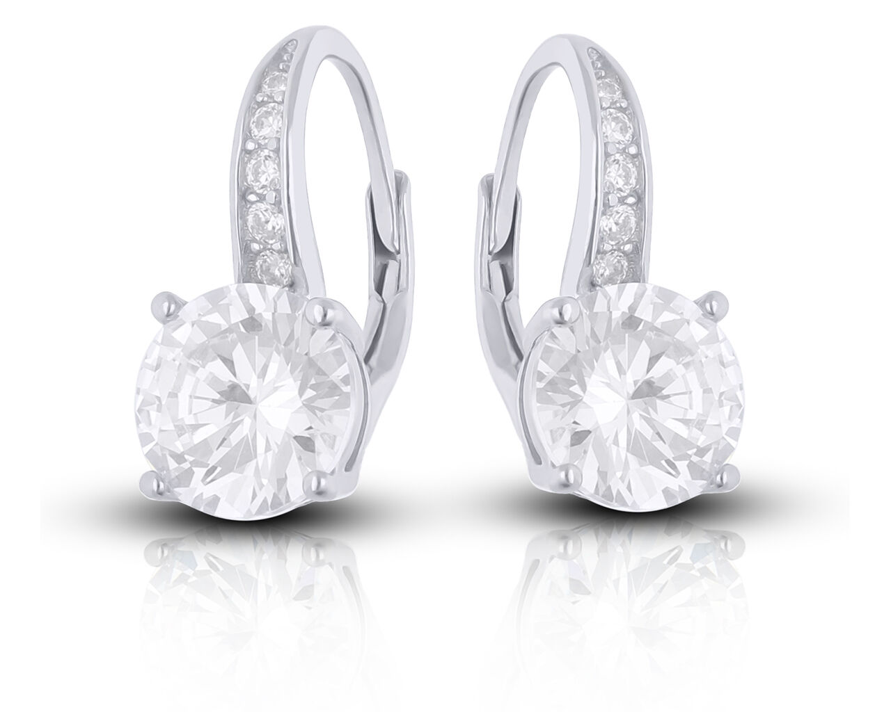 Kolczyki srebrne z wiszące z dużą okrągłą cyrkonią