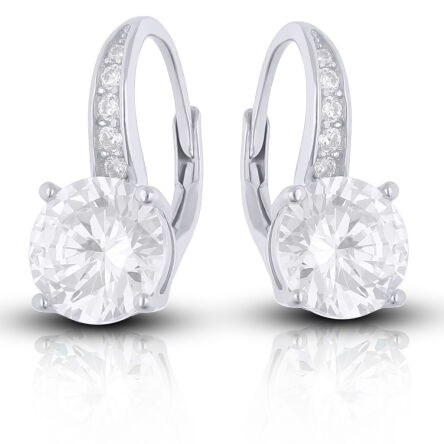 Kolczyki srebrne z wiszące z dużą okrągłą cyrkonią