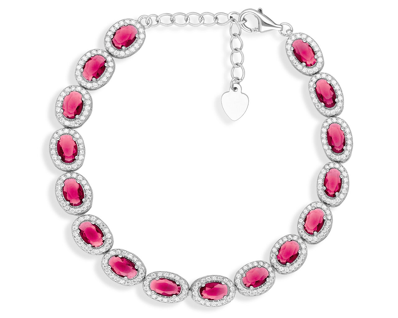 Bransoletka srebrna z różowymi kamieniami